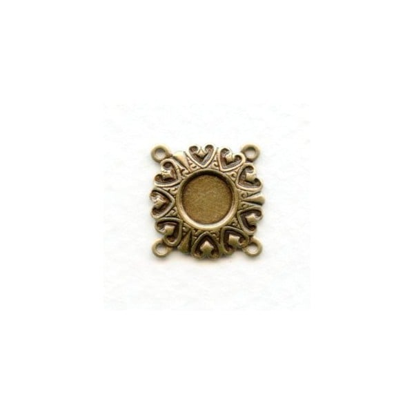 Bracelet Connectors Hearts 6mm Setting Oxidized Brass (6)