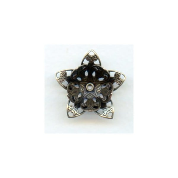 Double Flower Filigree Shapes Oxidized Brass 26mm (1)