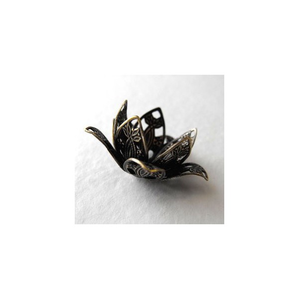 Double Flower Filigree Shapes Oxidized Brass 26mm (1) - Image 2