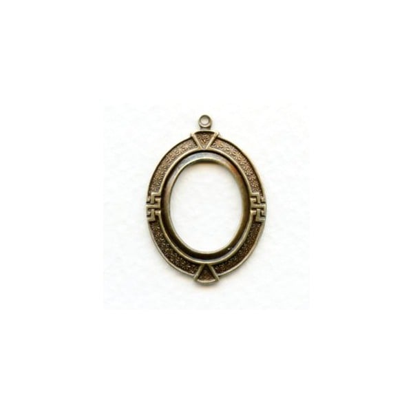 Greek Key Setting Frame 20x15mm Oxidized Brass