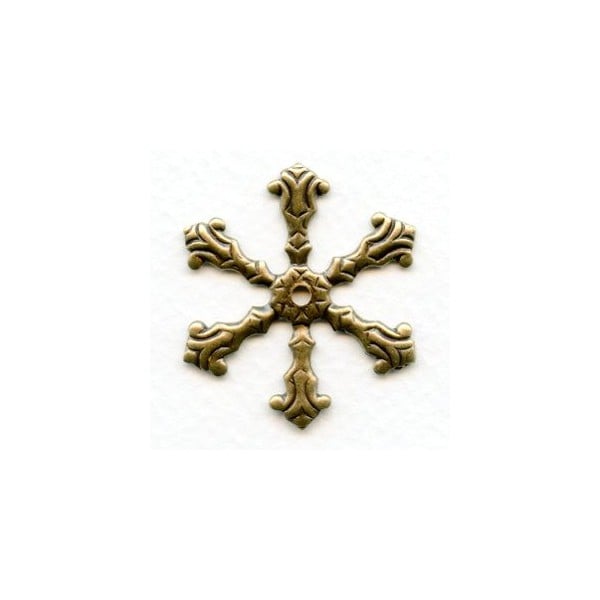 Ornate Prongs Oxidized Brass 34mm (6)