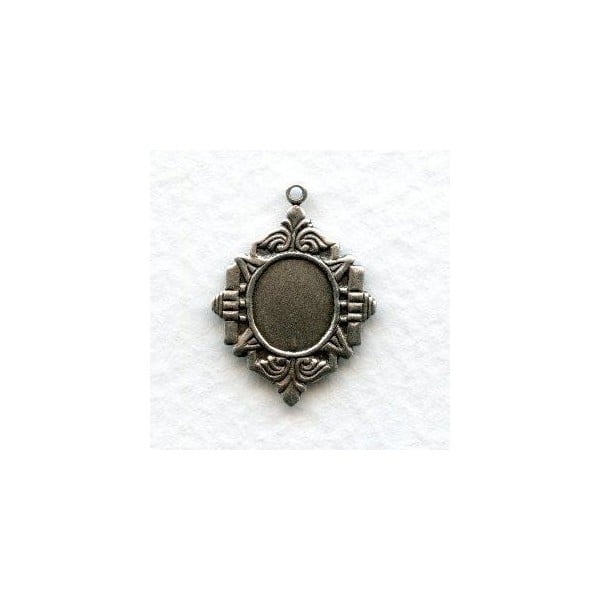 ^Art Deco Inspired Earring Tops Oxidized Silver (2) - Image 2