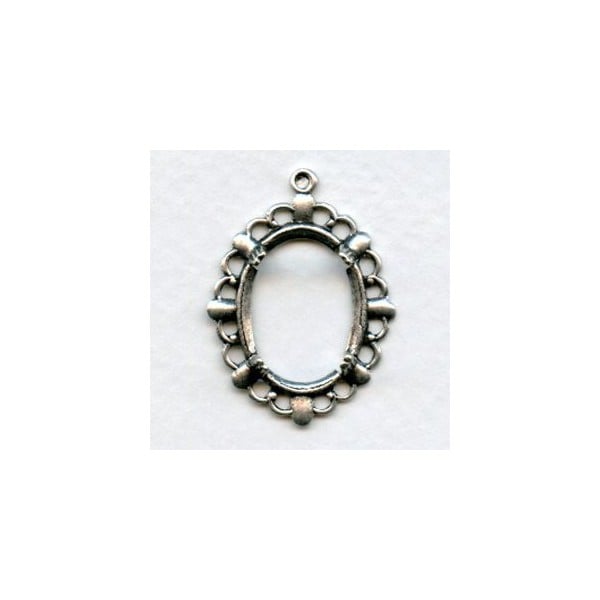 Filigree Fancy Edge Setting 18x13mm Oxidized Silver