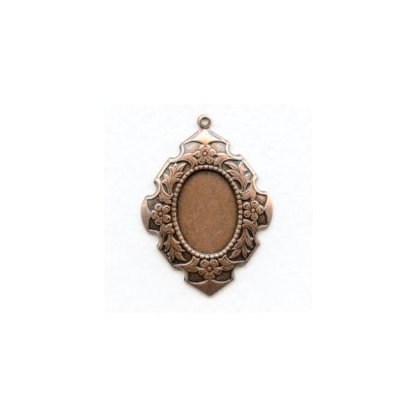 Elegant Detailed 18x13mm Setting Oxidized Copper