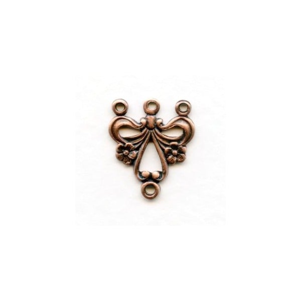 Three Strand Floral Connector Oxidized Copper (12)