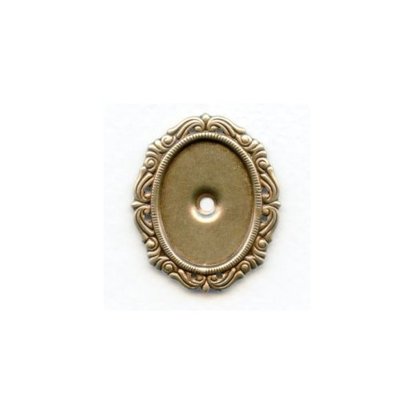 Ornate Settings with Rivet Hole Oxidized Brass 25x18mm