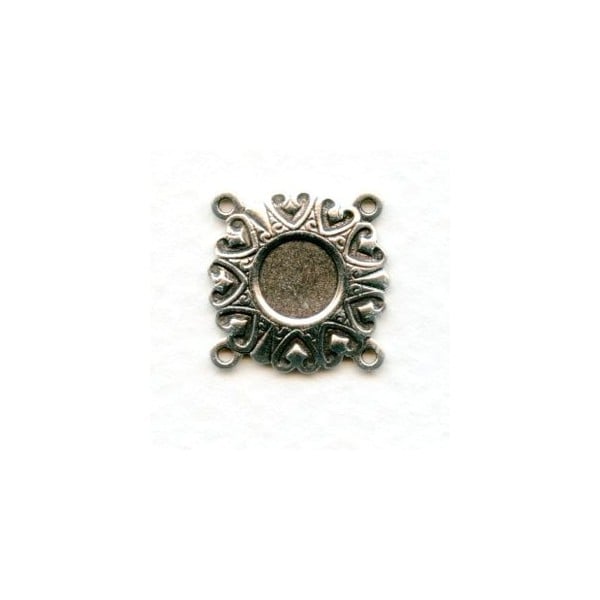 Bracelet Connectors Hearts Oxidized Silver 4 Loops