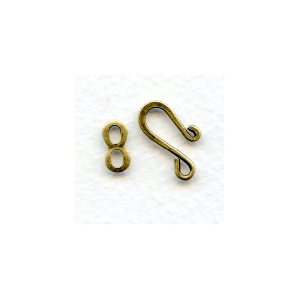 Hook and Eye Closures for Necklaces Oxidized Brass (12 sets)