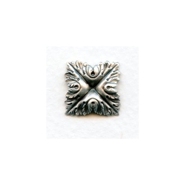 Leafy Square Oxidized Silver 15mm (6)
