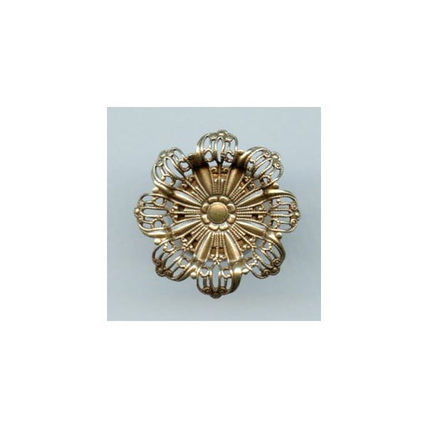 Adjustable Ring with Filigree Flower Setting Oxidized Brass (1)