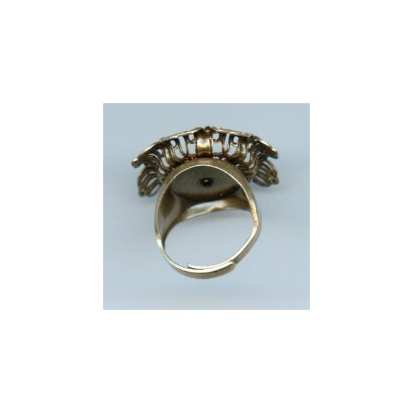 Adjustable Ring with Filigree Flower Setting Oxidized Brass (1) - Image 2
