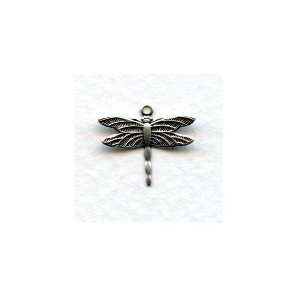 Dragonfly Charms Upturned Wings Oxidized Silver (12)