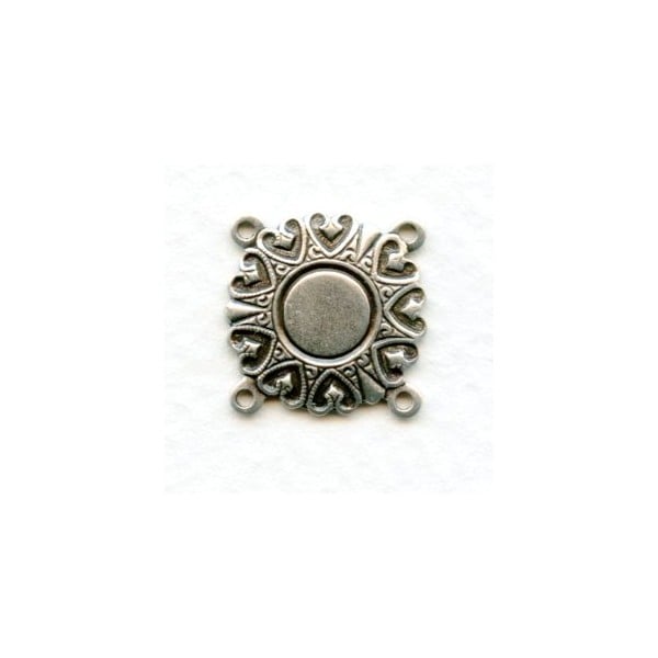 Ornate Links Hearts Oxidized Silver 4 Loops (6)