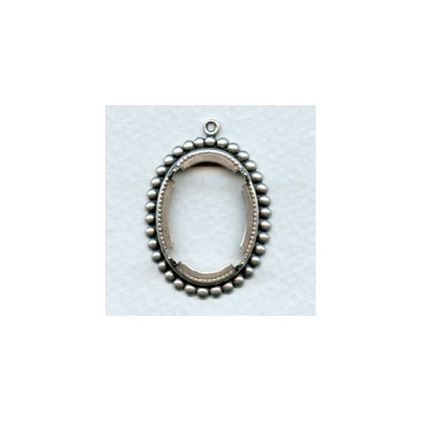 Open Backed Settings Prongs 25x18mm Oxidized Silver (6)