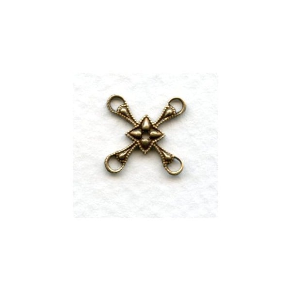 Four Way Delicate Connectors Oxidized Brass 12mm (6)