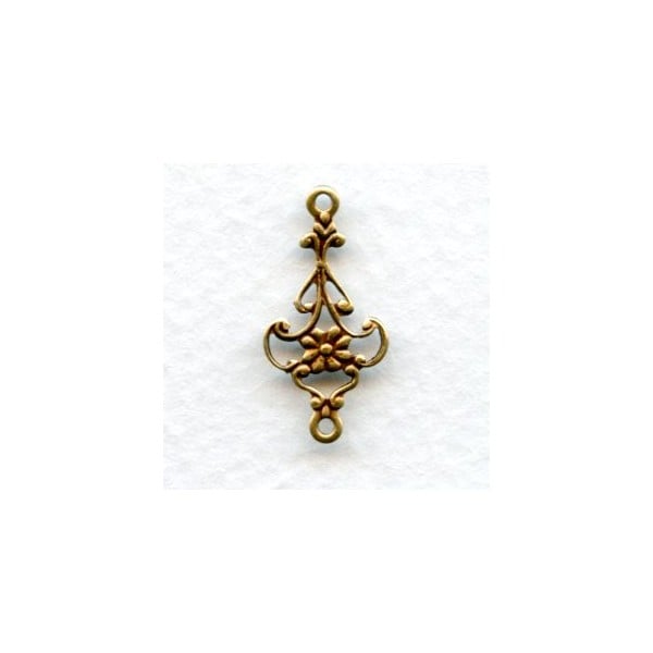 Delicate Floral Connector Filigree Oxidized Brass (12)