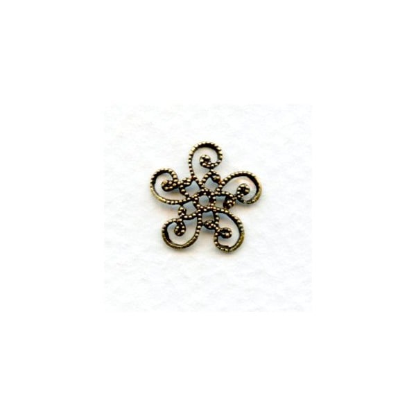 Victorian Style Flat Filigree Bead Caps Oxidized Brass (12)