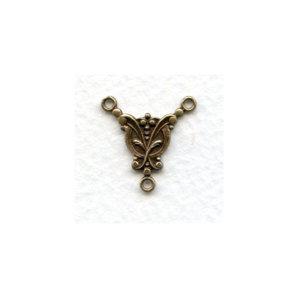 Small Elegant 3 Loop Connectors 17x17mm Oxidized Brass (6)