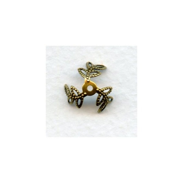 Filigree Leaf Bead Caps 13mm Oxidized Brass (12)