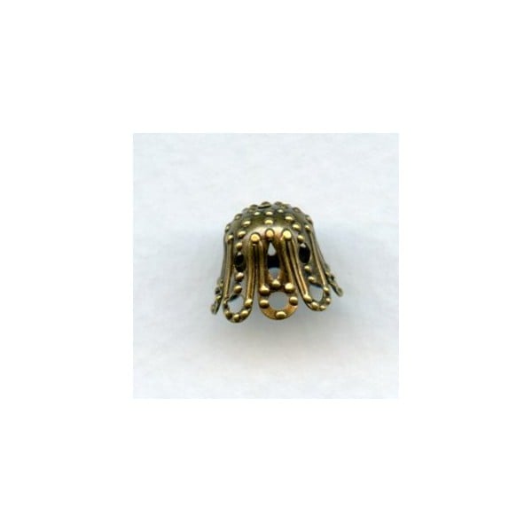 Bold Filigree Bead Caps 11mm Oxidized Brass (12)