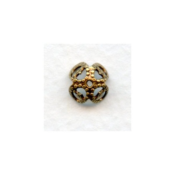 Squared Filigree Bead Caps 9mm Oxidized Brass (50)