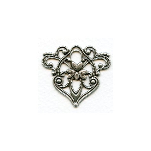 Floral Triangle Oxidized Silver 40mm (1)