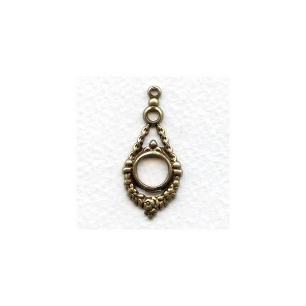 Louis XIV Style Oxidized Brass Pendant Drops (6)