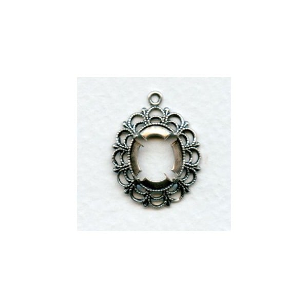Filigree Border 12x10mm Settings Oxidized Silver (6)