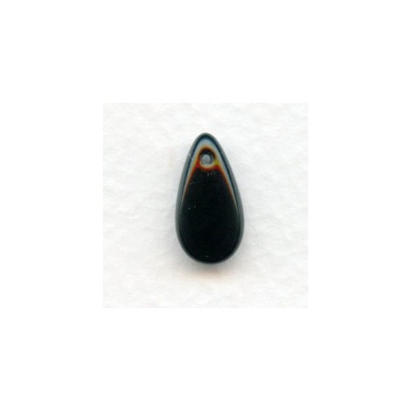 Czech Glass Jet Smooth Tear Drop Pendants