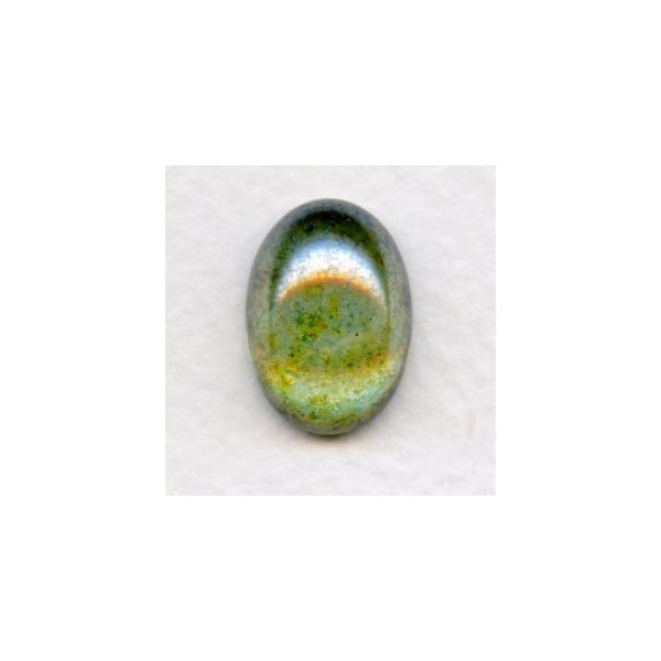 Green Luster Effect Glass Cabs 18x13mm (2)