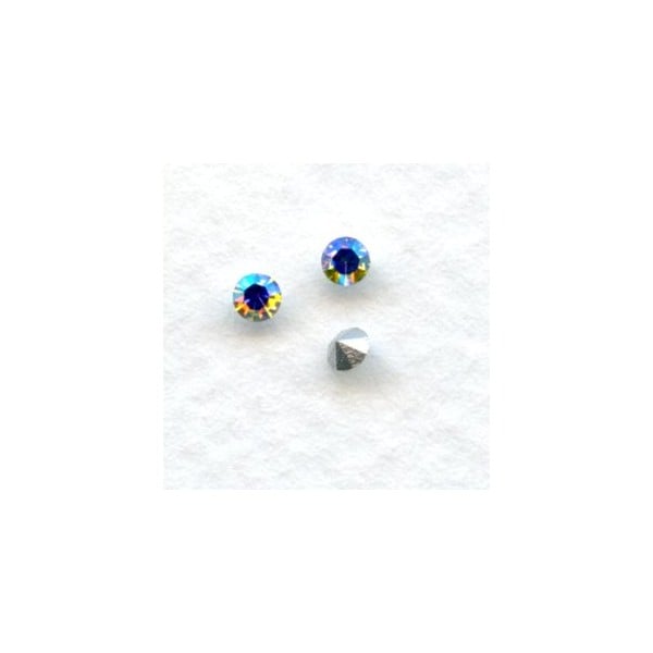 Round Crystal AB Foiled Rhinestones Pointed Back 18pp