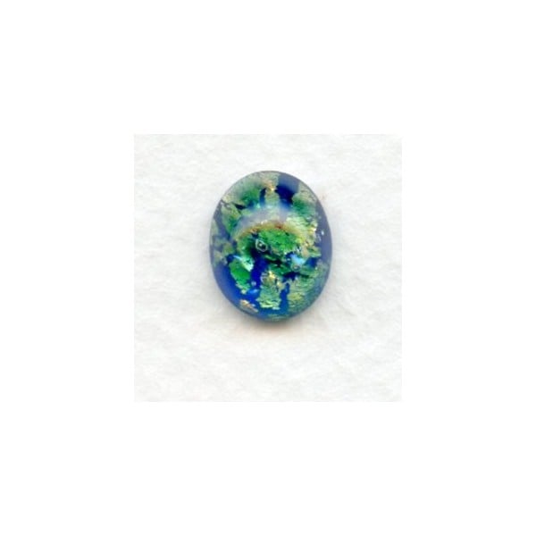 Green Glass Opal Cabochon Handmade 14x10mm (1)