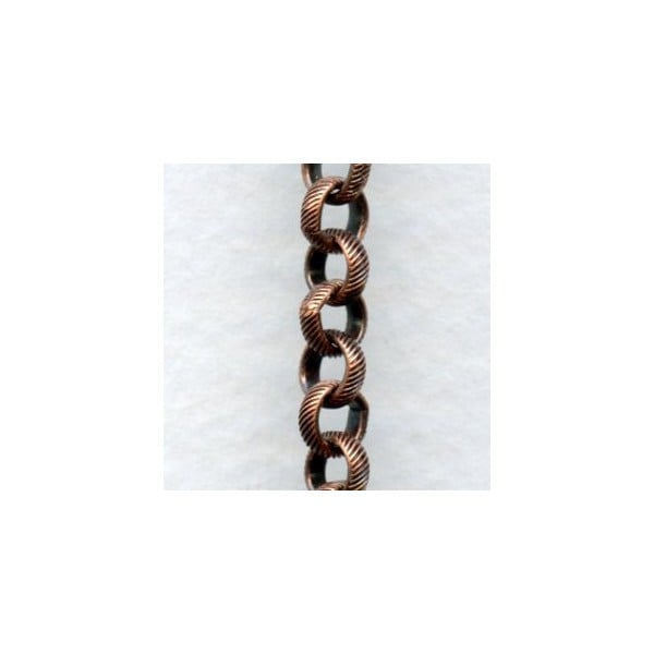 Rolo Chain Textured Oxidized Copper (3 ft)