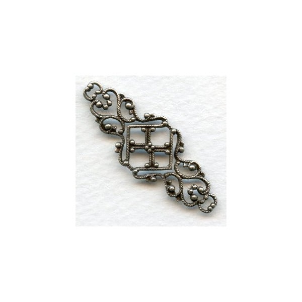 Feminine Filigree Ornate Connector 45mm Oxidized Silver (6)