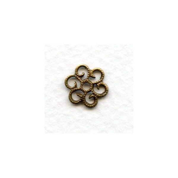 Round Filigree Flat 10mm Oxidized Brass Stampings (12)