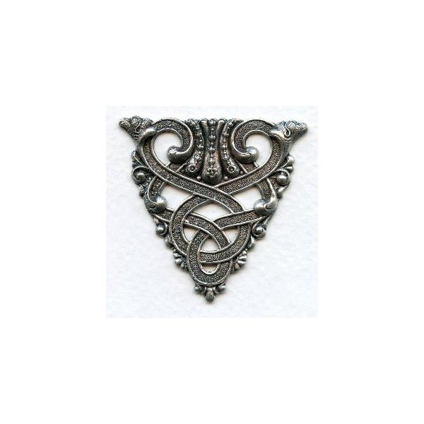 Celtic Design Ornate Triangle Stamping Oxidized Silver