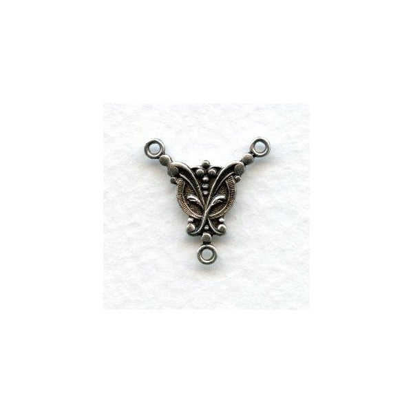 Small Elegant 3 Loop Connectors 17x17mm Oxidized Silver (6)