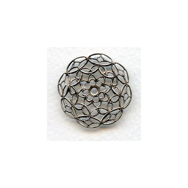 Filigree 28mm Round Stampings Oxidized Silver (4)