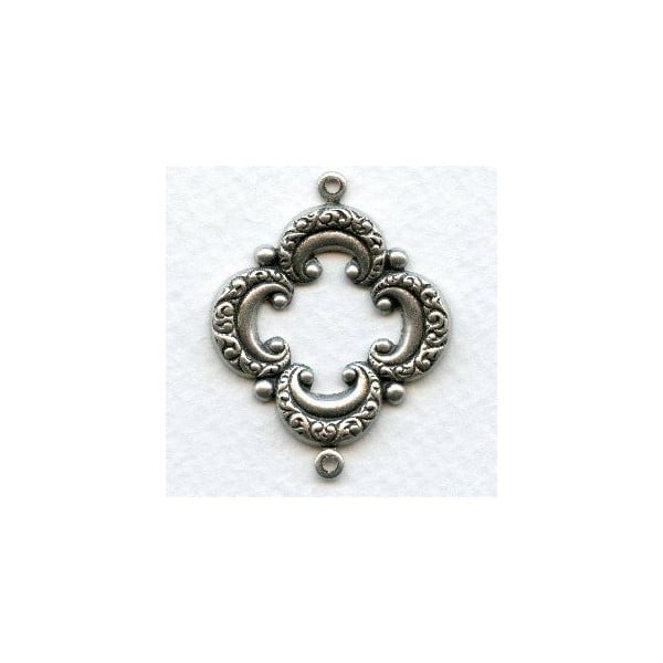 Open Quatrefoil Connector Oxidized Silver 39mm (6)