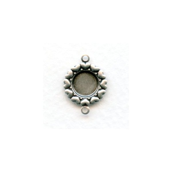 Hearts Setting Connectors 7mm Oxidized Silver (12)