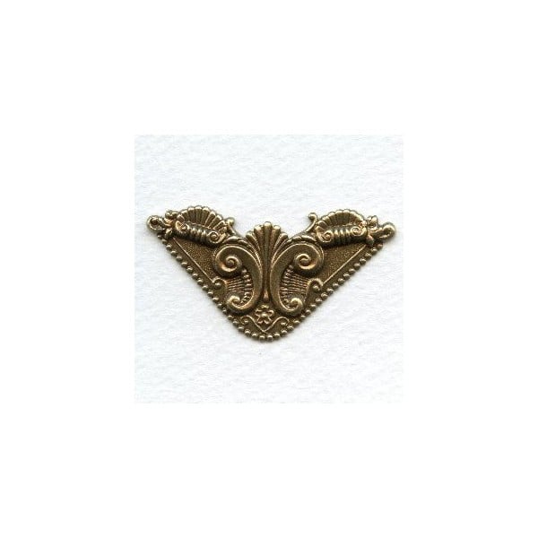 Ornate Corner Flourish Oxidized Brass Stampings (4)
