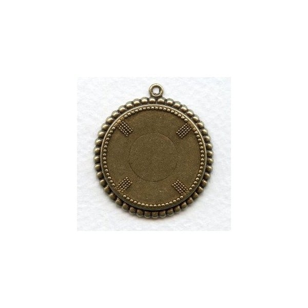 Oxidized Brass Beaded Edge 25mm Setting Bases (3)