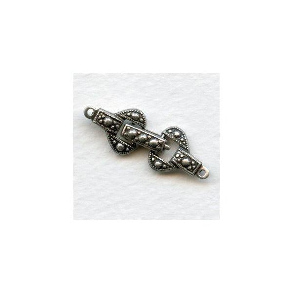 Decorative Single Strand Foldover Clasp Oxidized Silver (1)