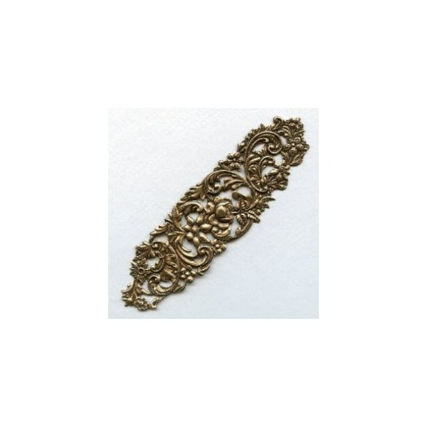 Impressive Floral Stamping Oxidized Brass 125mm (1)