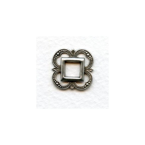 Small Openwork Fancy Square 19mm Oxidized Silver (6)