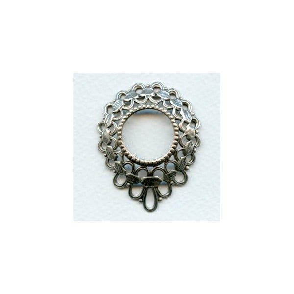 Ribbon Detail Pendant Frame Oxidized Silver 47mm (1)