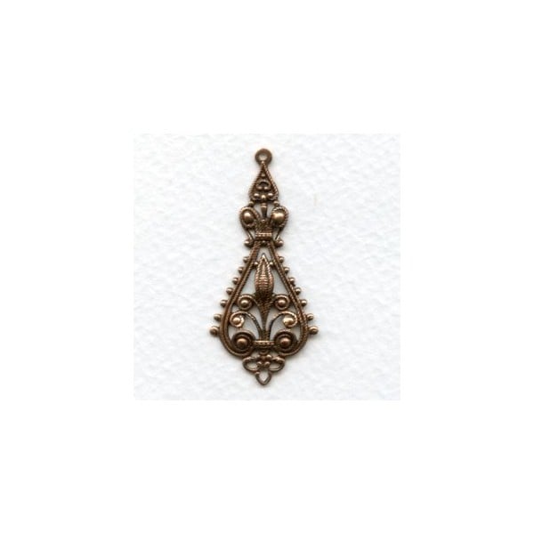 Filigree Pendant Drops 43mm Oxidized Copper (6)