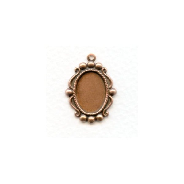 Ornate Pendant Settings 14x10mm Oxidized Copper (12)
