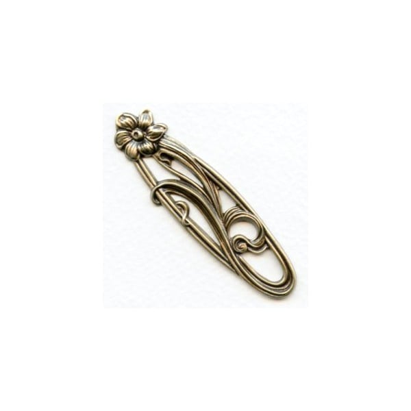 Art Nouveau Open Floral Stampings Oxidized Brass (2)