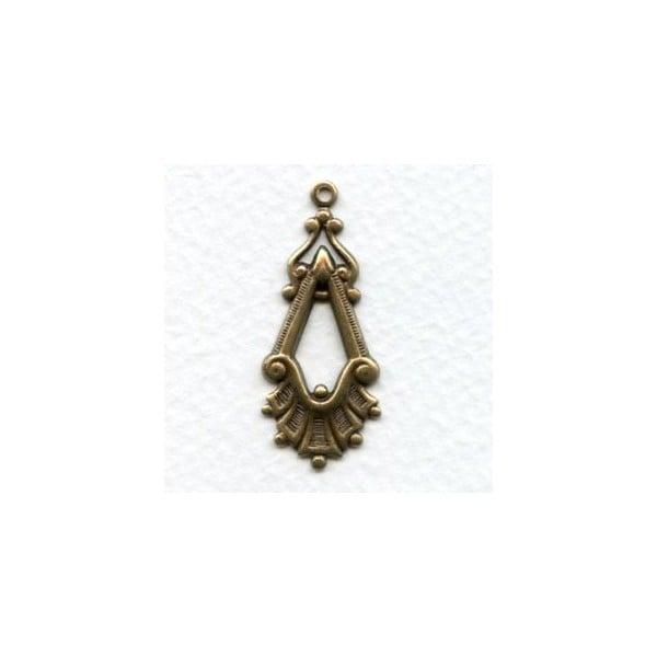 Fancy Pendant Style Drops 37mm Oxidized Brass (12)